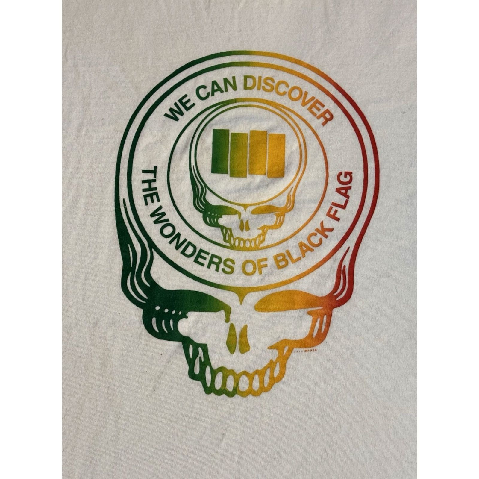 Vintage VINTAGE Grateful Dead Black Flag The Wonders Of WOBF Jeremy Dean Shirt XL White Graphic Print Punk Rock Band 90s Mens Size US XL / EU 56 / 4 - 2 Thumbnail