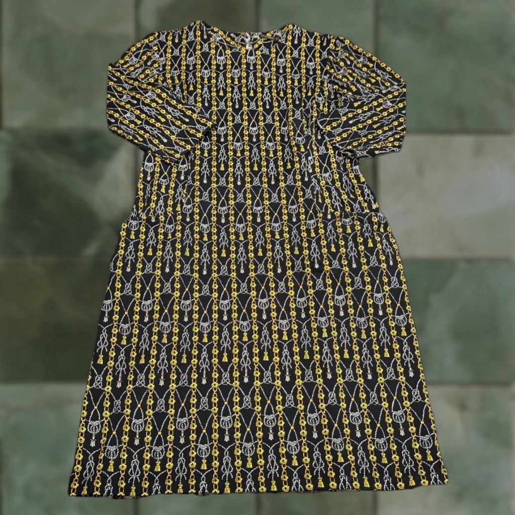 J.McLaughlin J. McLaughlin Catalyst Catalina Knot Chain Print Dress Womens M Pockets Knee Length Multicolor 3/4 Sleeve Sheath Medium Womens Size M / US 6-8 / IT 42-44 - 1 Thumbnail