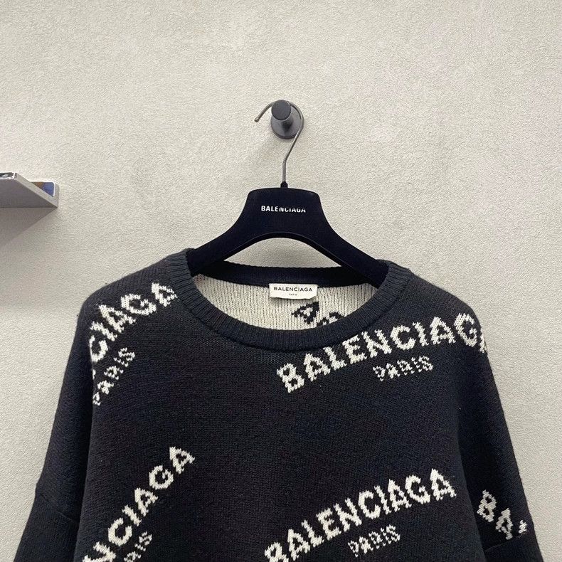 Balenciaga Balenciaga size 38 Black Full Print Logo Sweater Size M / US 6-8 / IT 42-44 - 4 Thumbnail