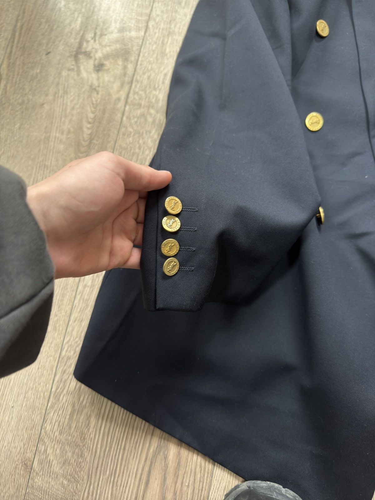 Vintage × Yves Saint Laurent Yves Saint Laurent Double Breasted Metal Buttons Blazer Size 54R - 4 Thumbnail