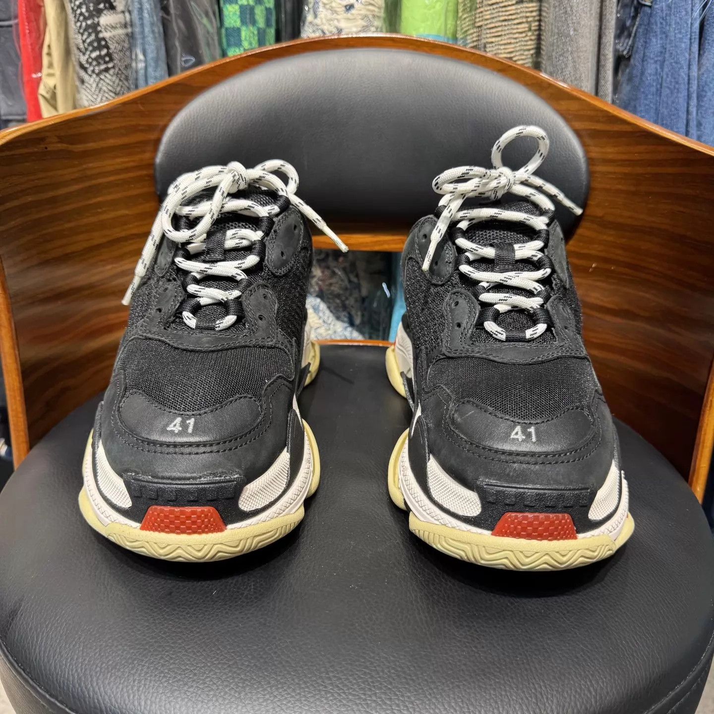 Balenciaga Balenciaga Triple S Black Red Distressed 41 Size US 8 / EU 41 - 2 Thumbnail
