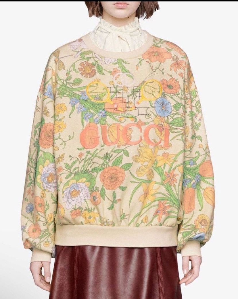 Gucci GUCCI EMBROIDERED FLORAL-PRINT COTTON-JERSEY SWEATSHIRT Size M / US 6-8 / IT 42-44 - 1 Thumbnail