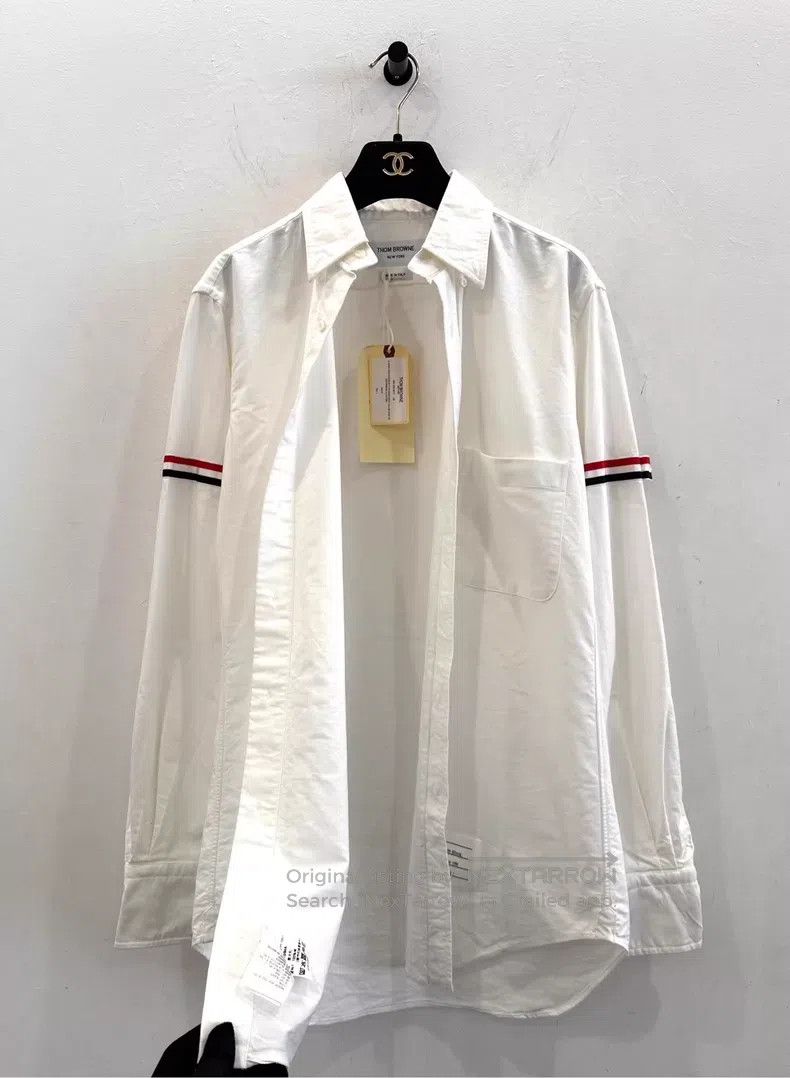 Thom Browne Thom Browne Side-Striped White Shirt Jacket Size US S / EU 44-46 / 1 - 4 Thumbnail