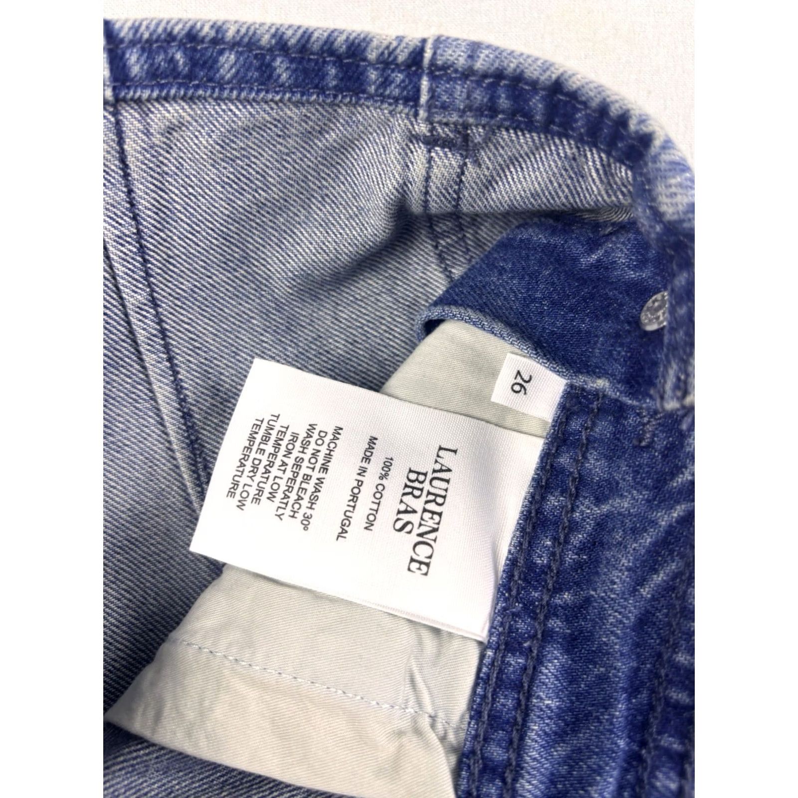 Vintage Laurence Bras Jeans Pants Women's 26x30 Denim Blue Wide-Leg Carpenter Button Closure Regular Inseam 30 Size 26" / US 2 / IT 38 - 4 Thumbnail