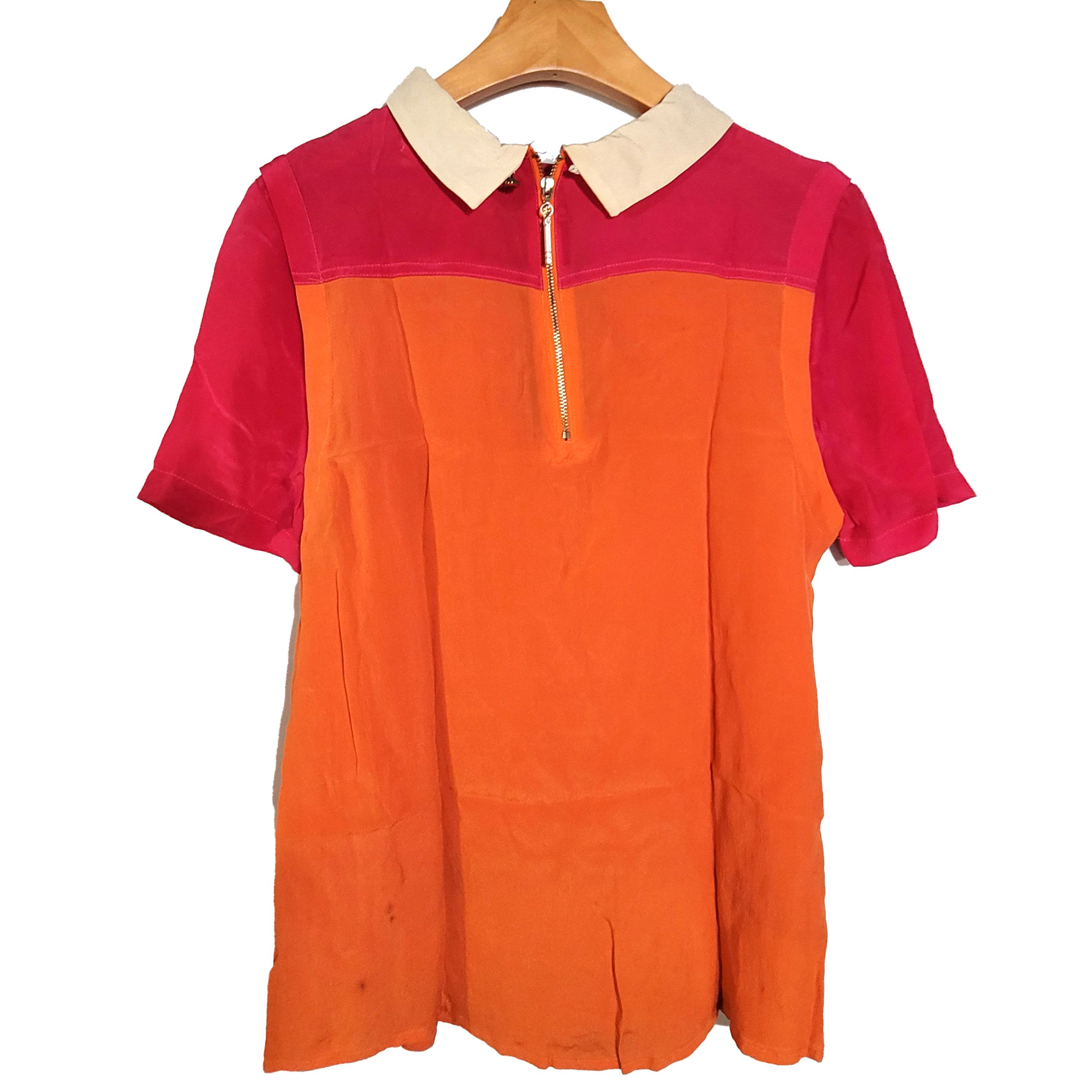 Other Women's 100% Silk Size M Short Sleeve Top Shirt SBK161 Size M / US 6-8 / IT 42-44 - 1 Thumbnail