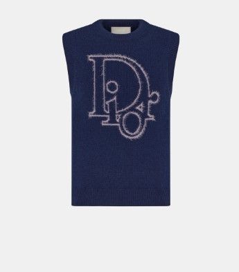 image of Dior O1W1Db10124 Sleeveless Sweater In Blue, Men's (Size XL)