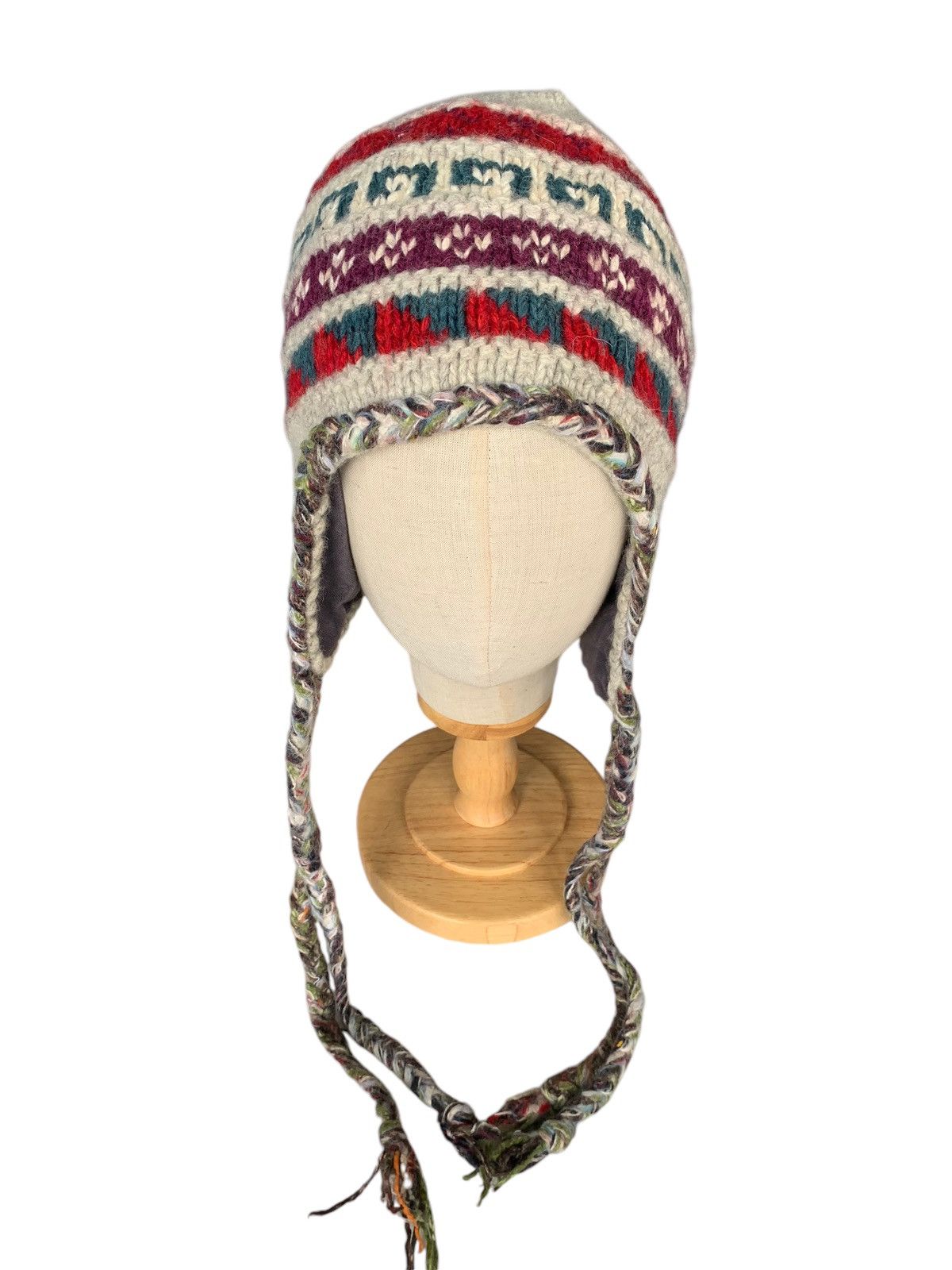 Japanese Brand × Kapital × Vintage HIPPIES STYLE 🌈 Multicolour Knitted earflap Beanie Hats Size ONE SIZE - 5 Thumbnail