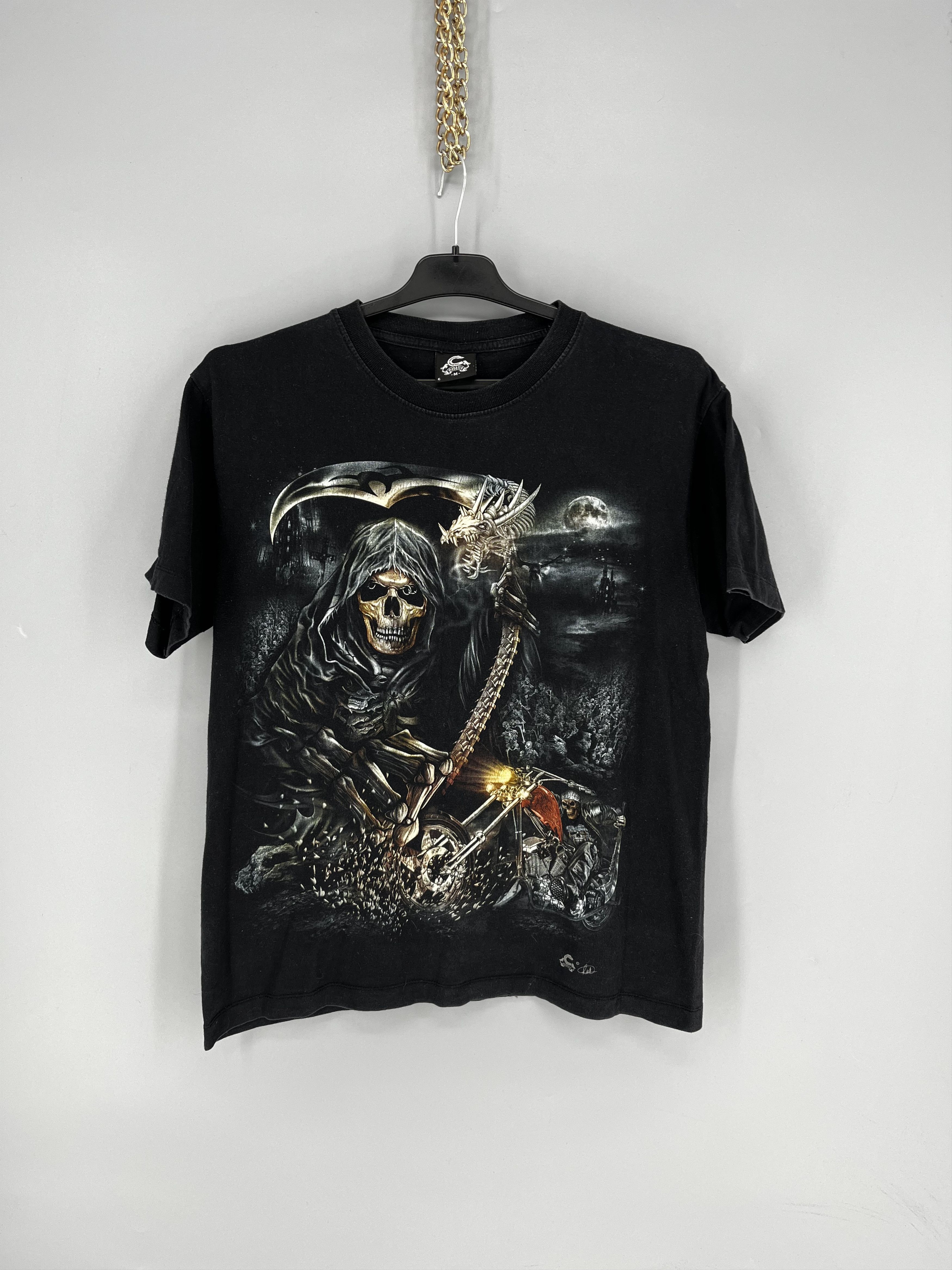 Oakley × Vintage 90s Oakley Vintage Flame Skull Logo T-shirt | Grailed