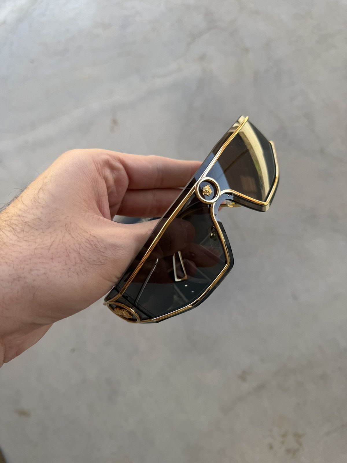 Versace Versace VE2226 Shield Sunglasses – Gold / Black Clean Size ONE SIZE - 2 Thumbnail