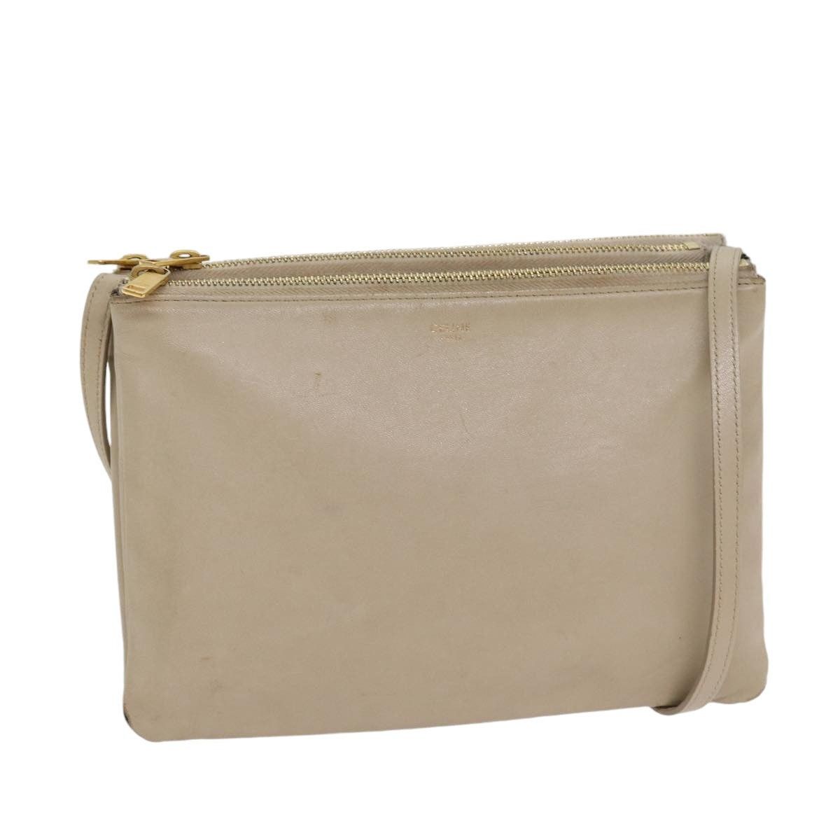 Celine CELINE Trio Shoulder Bag Leather Beige Gold Size ONE SIZE - 1 Thumbnail