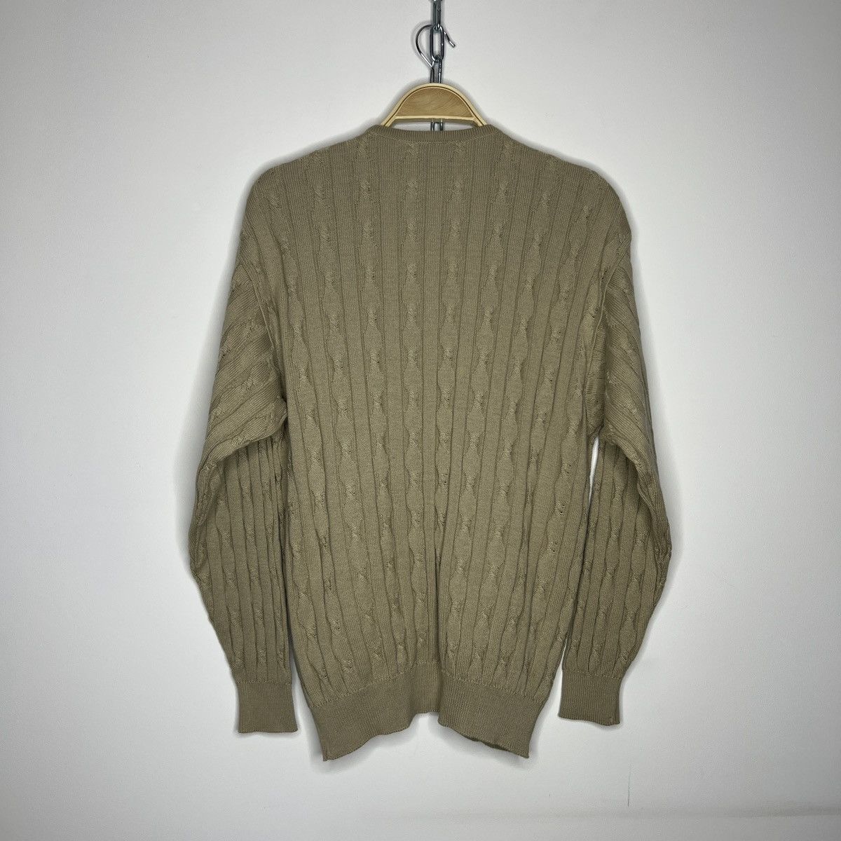 Lacoste × Vintage Vintage 90s Lacoste Knit Cardigan Sweater Cable Brown Beige Size US M / EU 48-50 / 2 - 7 Thumbnail