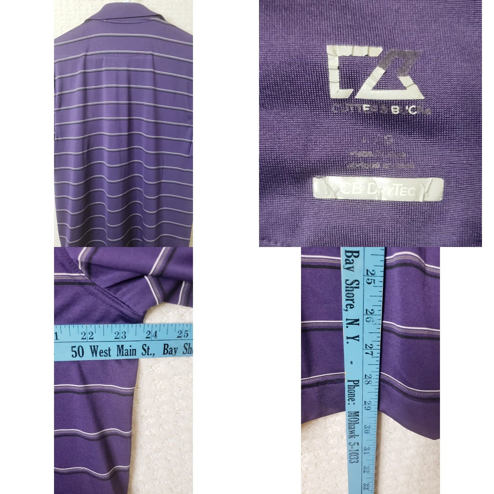 Cutter & Buck Cutter & Buck DryTec GOLF POLO SS SHIRT Mens L Purple Striped SC State Logo Size US L / EU 52-54 / 3 - 8 Thumbnail