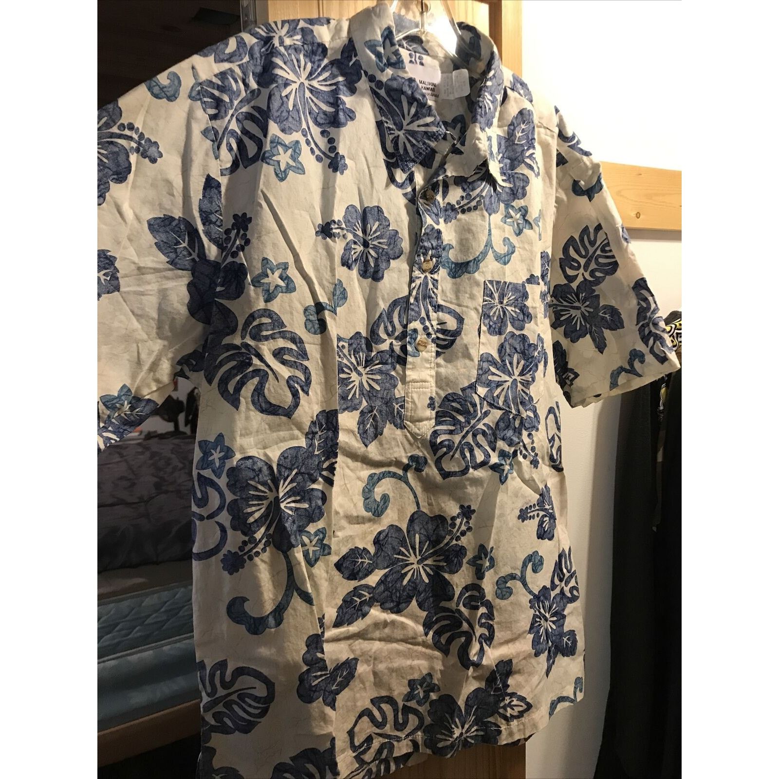 Other Malihini Vintage Mens L Blue Floral SS Button Hawaiian Shirt Size US L / EU 52-54 / 3 - 5 Thumbnail