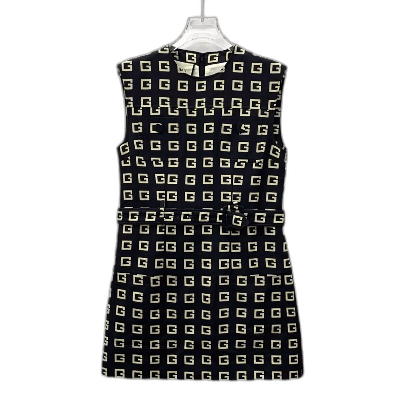 Gucci Gucci Black Logo Cotton Sleeveless Dress-2505 Size S / US 4 / IT 40 - 1 Thumbnail