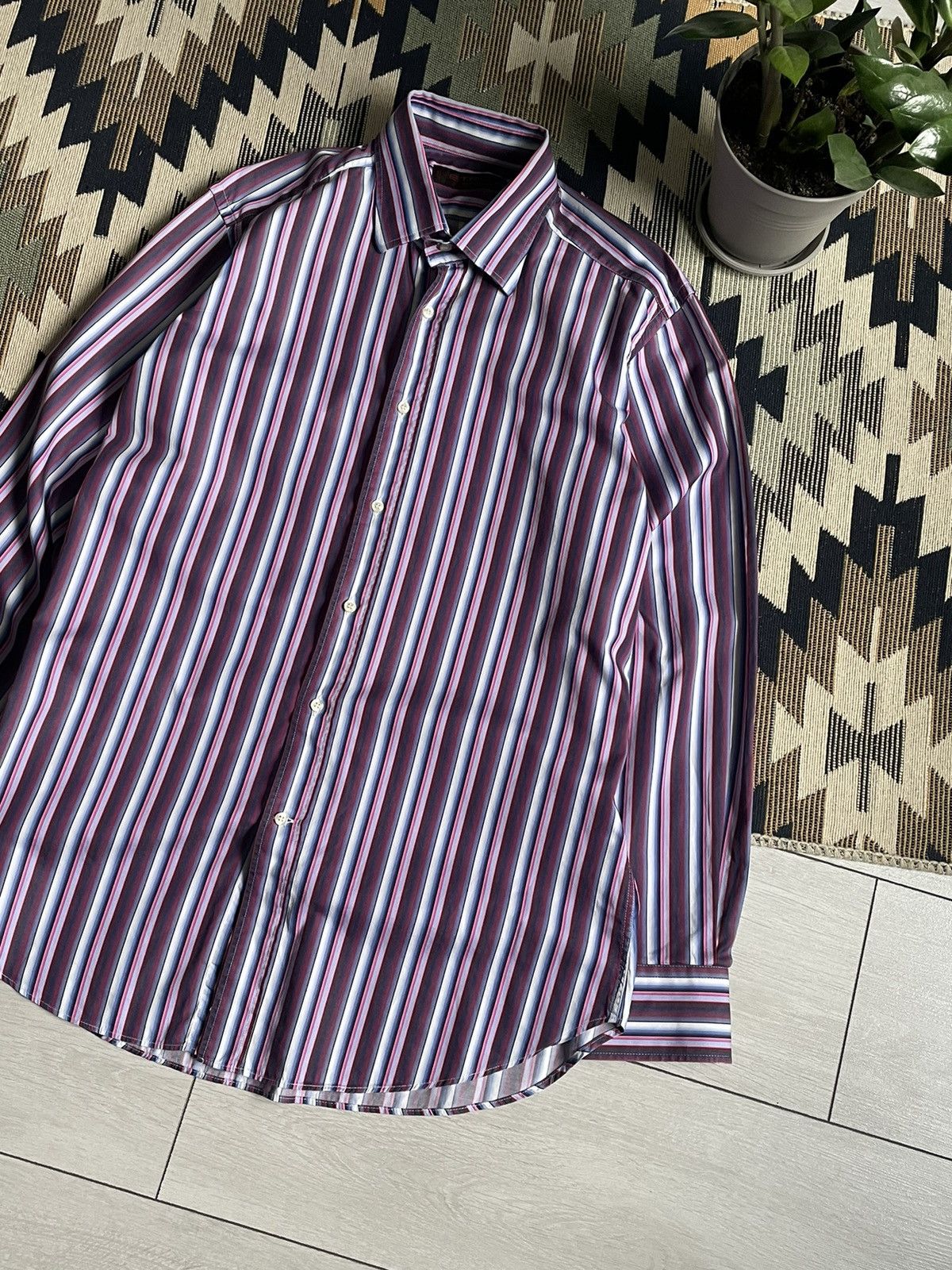 Etro × Vintage Vintage Etro Stripped Shirt Button Up Size US L / EU 52-54 / 3 - 3 Thumbnail
