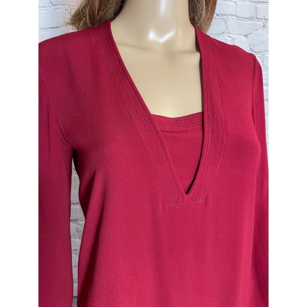 Sandro NWT New $325 Sandro Burgundy Viscose Long Sleeve Dress Size Size S / US 4 / IT 40 - 2 Thumbnail