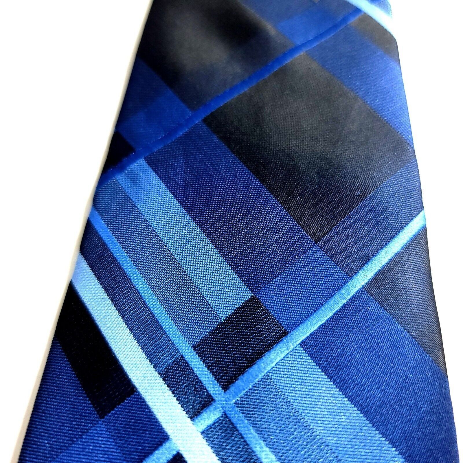 Van Heusen Van Heusen Blue Plaid Polyester Skinny Tie Size ONE SIZE - 2 Thumbnail