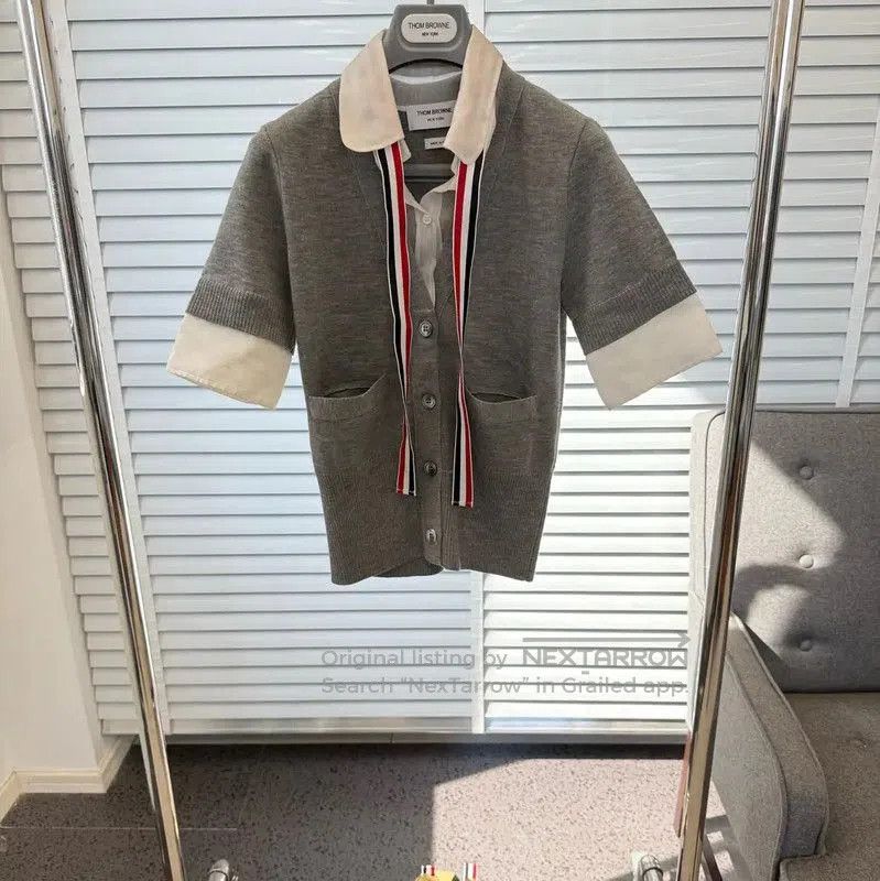 Thom Browne Gray Wool Short Sleeve Sweater .