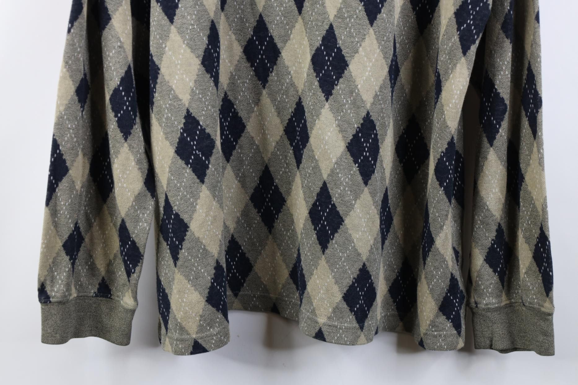 Vintage Vintage 90s Streetwear Argyle Diamond Knit Long Sleeve Polo Size US L / EU 52-54 / 3 - 3 Thumbnail