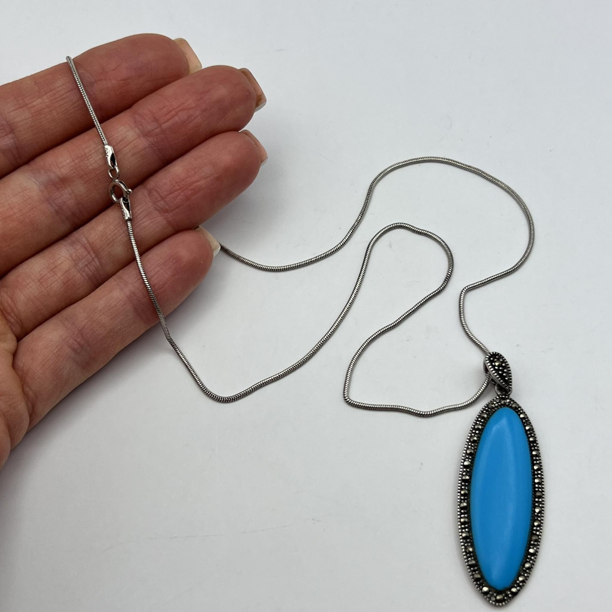 Jewelry Vintage Sterling Silver 925 Necklace Pendant Turquoise 9.7g Size ONE SIZE - 8 Thumbnail