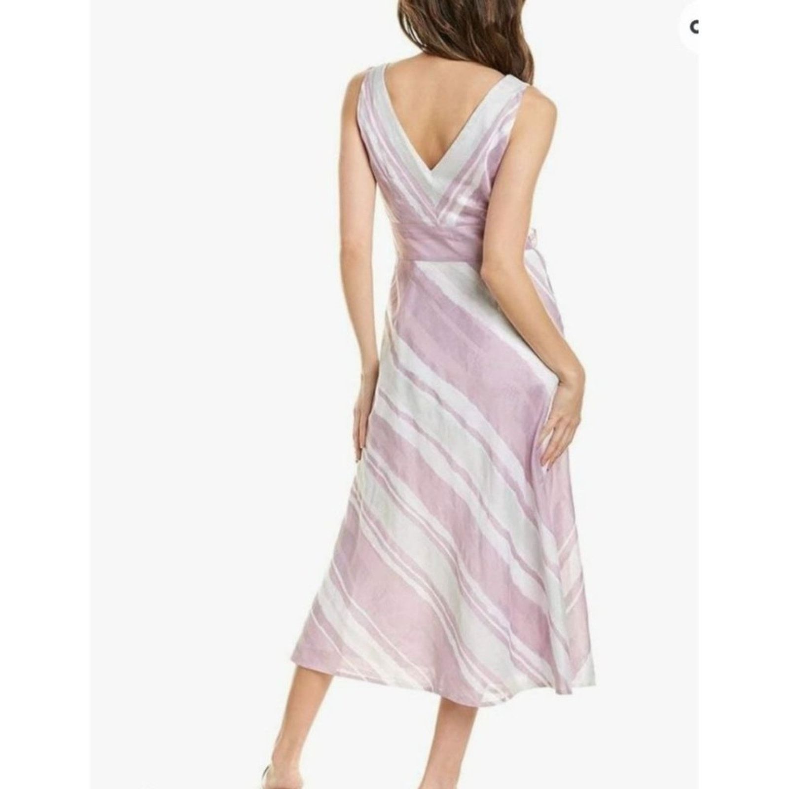 Rebecca Taylor Rebecca Taylor Womens Stripes Tie Waist Midi Dress V-Neck Size XS / US 0-2 / IT 36-38 - 6 Thumbnail