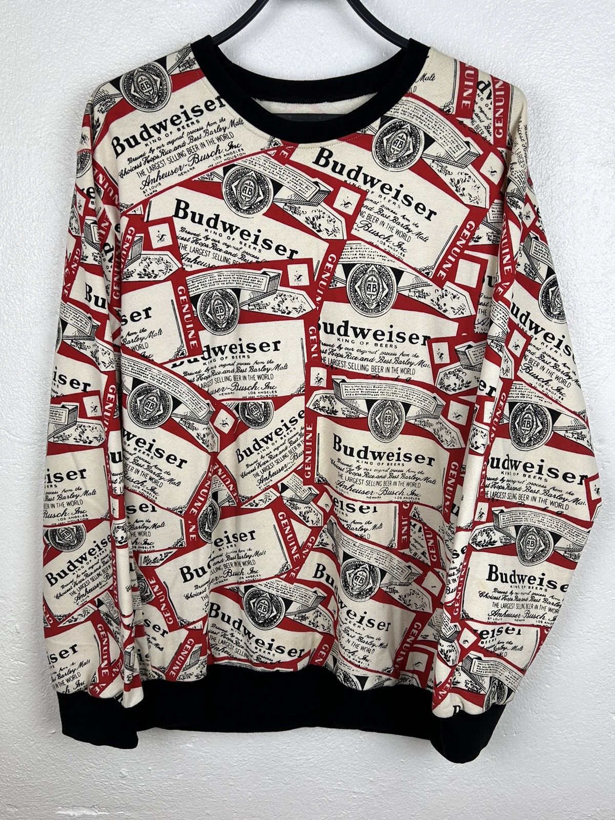 90s Vintage Budweiser Beer Allover Print AOP Sweatshirt