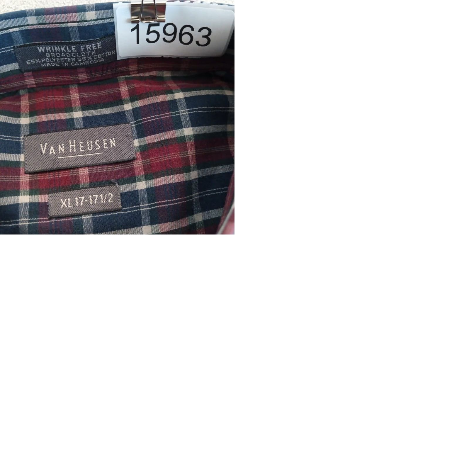Van Heusen Van Heusen Mens XL Shirt Plaid Long Sleeve Button-Down Cotton Blend Blue Red Size US XL / EU 56 / 4 - 9 Thumbnail