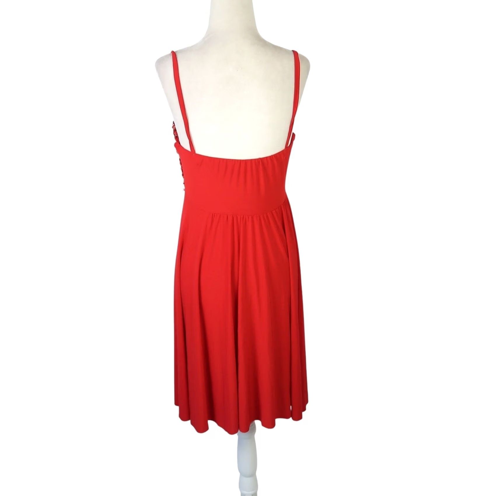 DANCER VINTAGE Red Sequin Mini Dance Dress S Womens 90s Size S / US 4 / IT 40 - 4 Thumbnail