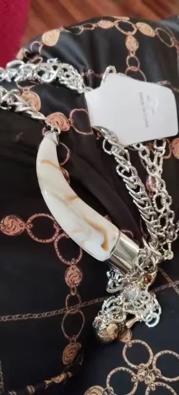 Vintage Cow Horn Multi-layer Imitation Pearl Necklace Size ONE SIZE - 6 Thumbnail