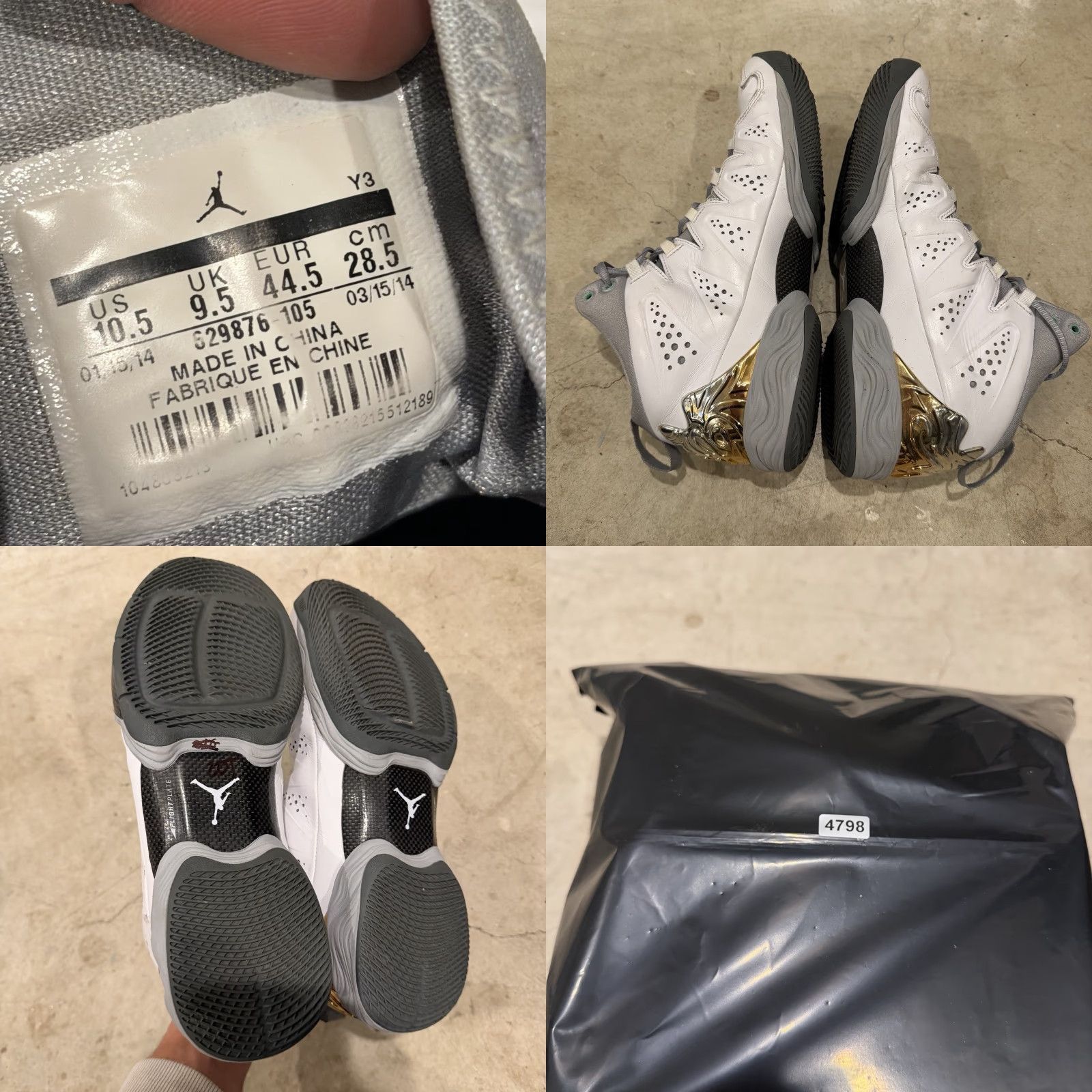 Jordan Brand Air Jordan Melo M10 White Wolf Grey Green Glow Size 10.5 Sneakers 629876-105 Mens Basketball Shoes Size US 10 / EU 43 - 8 Thumbnail