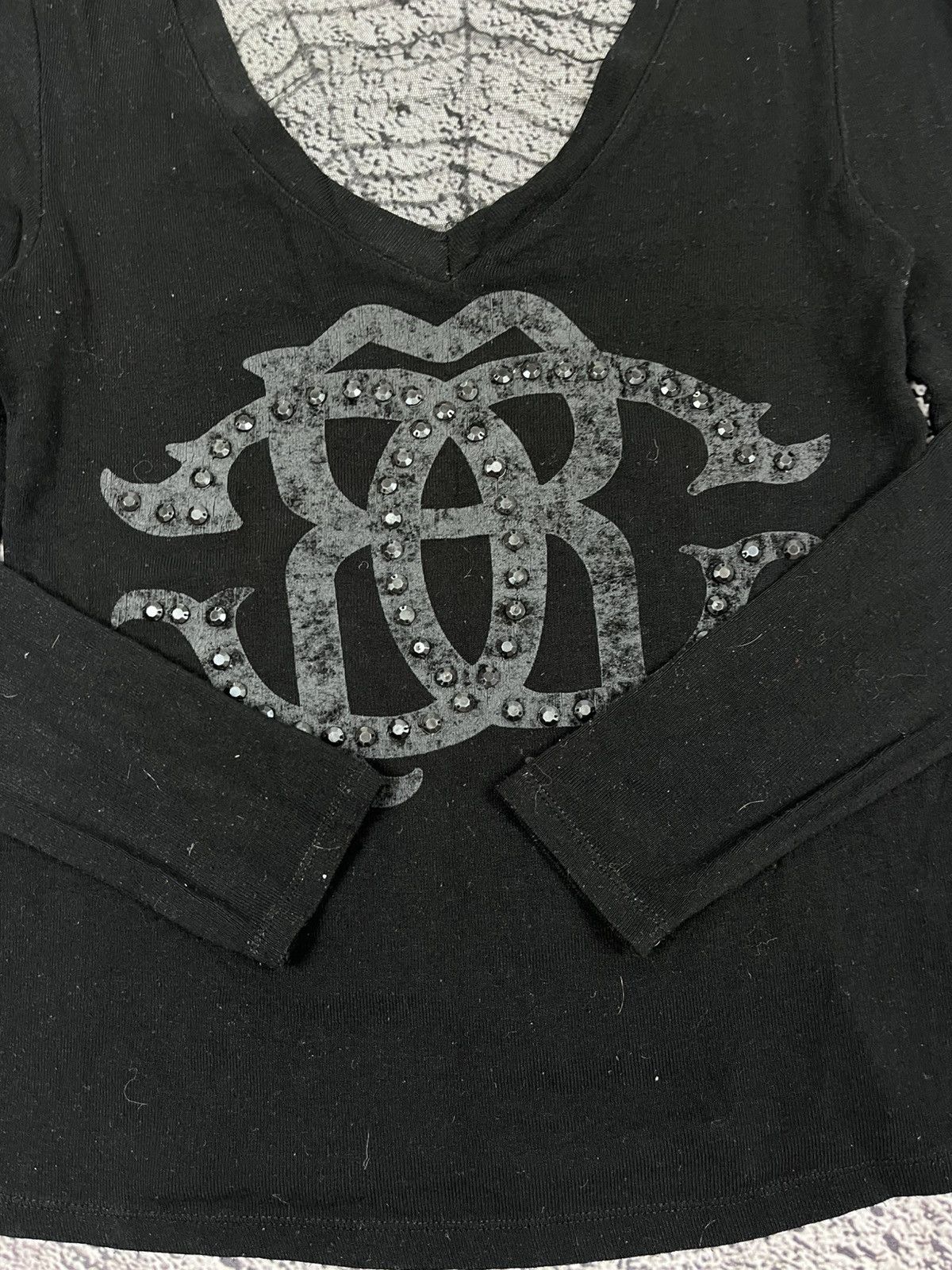 Roberto Cavalli Vintage Roberto Cavalli Logo Web Mesh back Longsleeve blouse Size L / US 10 / IT 46 - 3 Thumbnail
