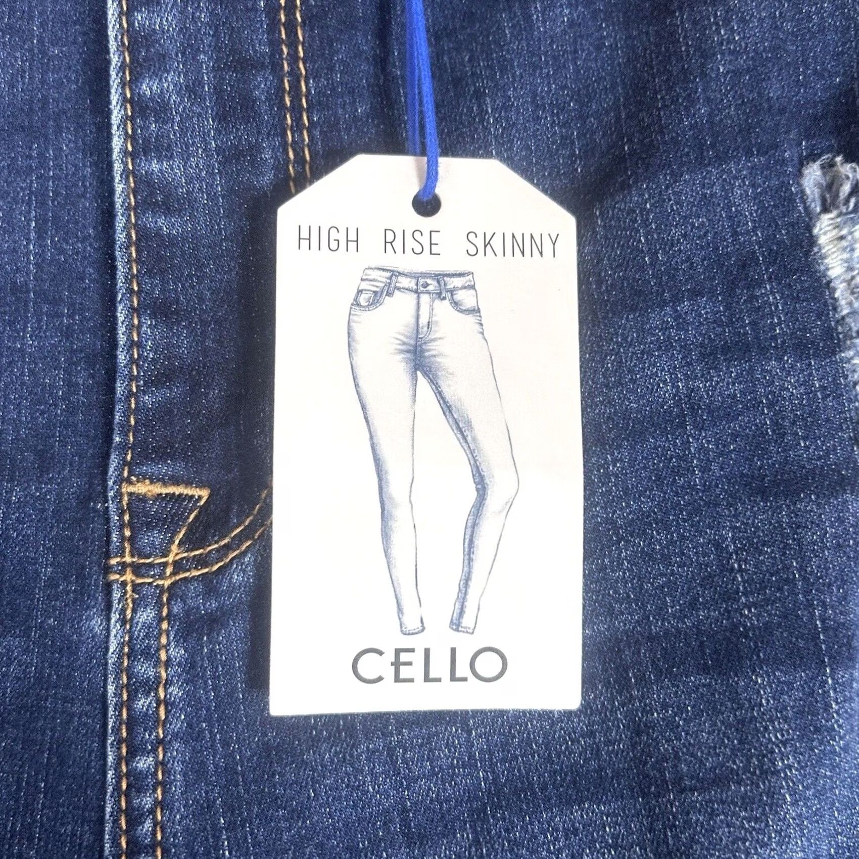 Vintage Cello Jeans Distressed Skinny Blue Denim High Rise 5 Regular Women NWT Jeans Shirt? Size 27" / US 4 / IT 40 - 3 Thumbnail