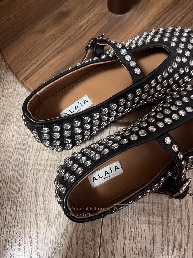 Alaia Alaia Black crystal embellished ladies ballet shoes Size US 5.5 / IT 35.5 - 6 Thumbnail