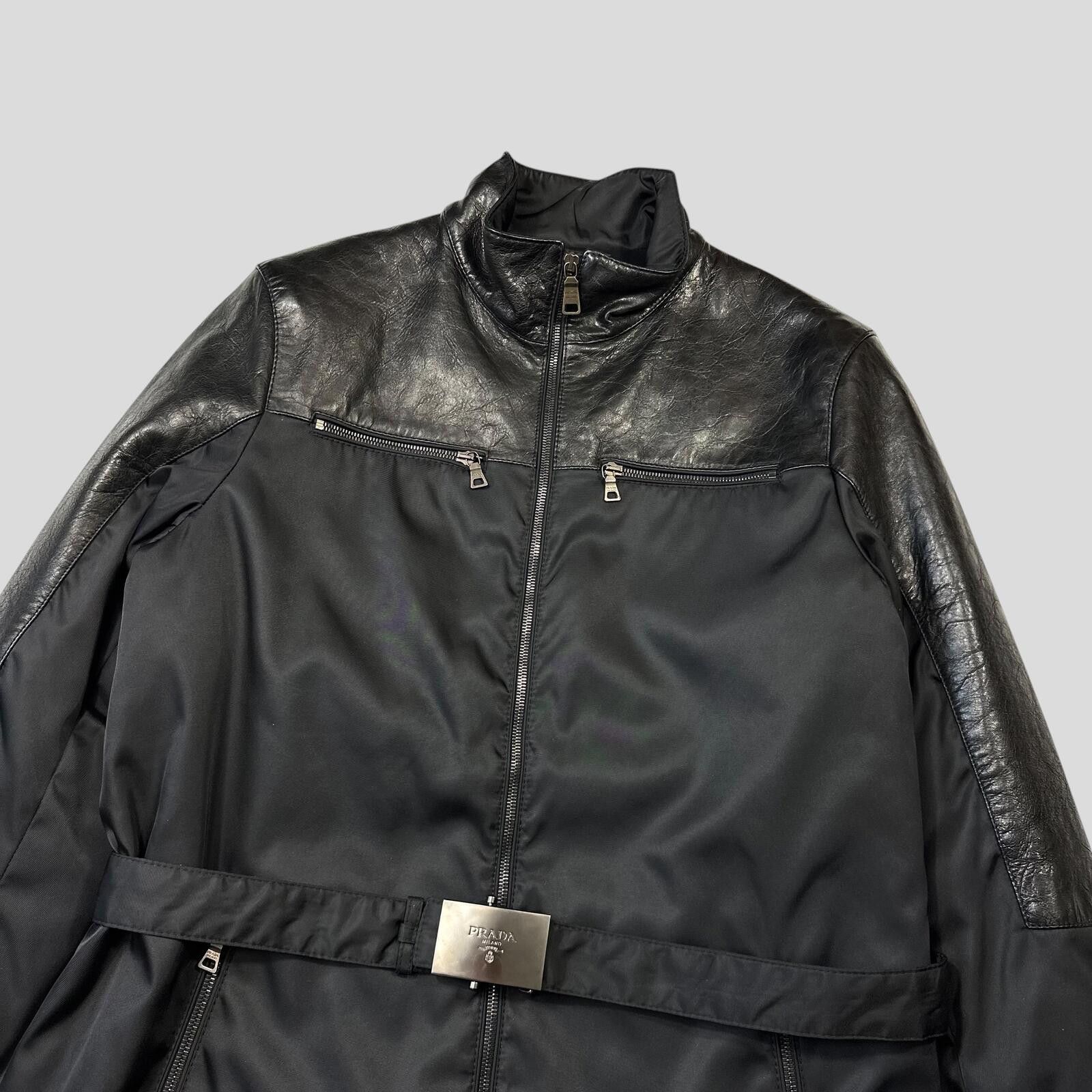 Prada Prada Milano 2011 Gabardine Nylon Leather Jacket + Belt - M Size US M / EU 48-50 / 2 - 8 Thumbnail