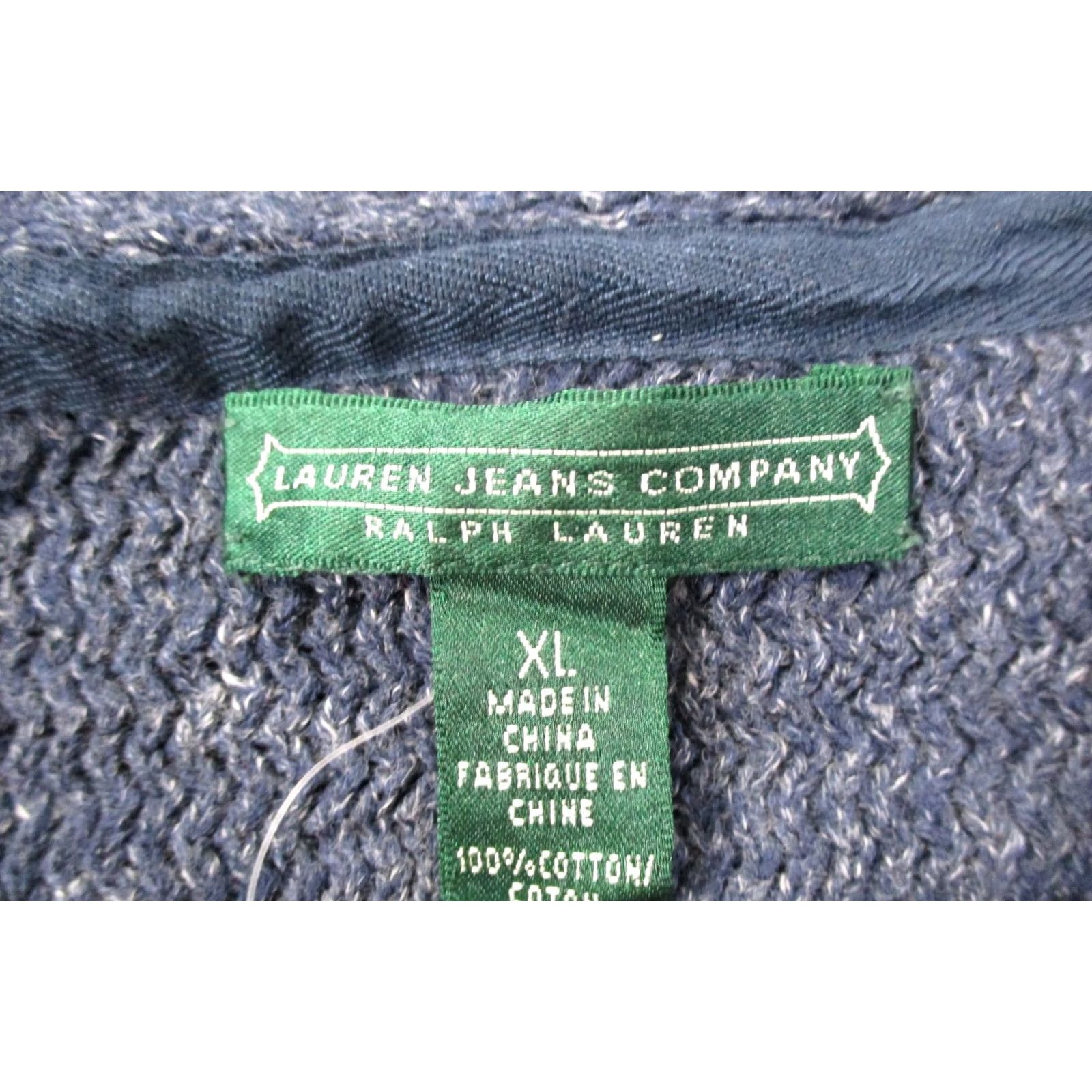 Ralph Lauren Lauren Ralph Lauren Jeans Co Sweater Cardigan Womens XL Blue with Thermal Knit High Neck Casual 90s Theme Womens XL Blue Cardigan Sweater Size XL / US 12-14 / IT 48-50 - 6 Thumbnail