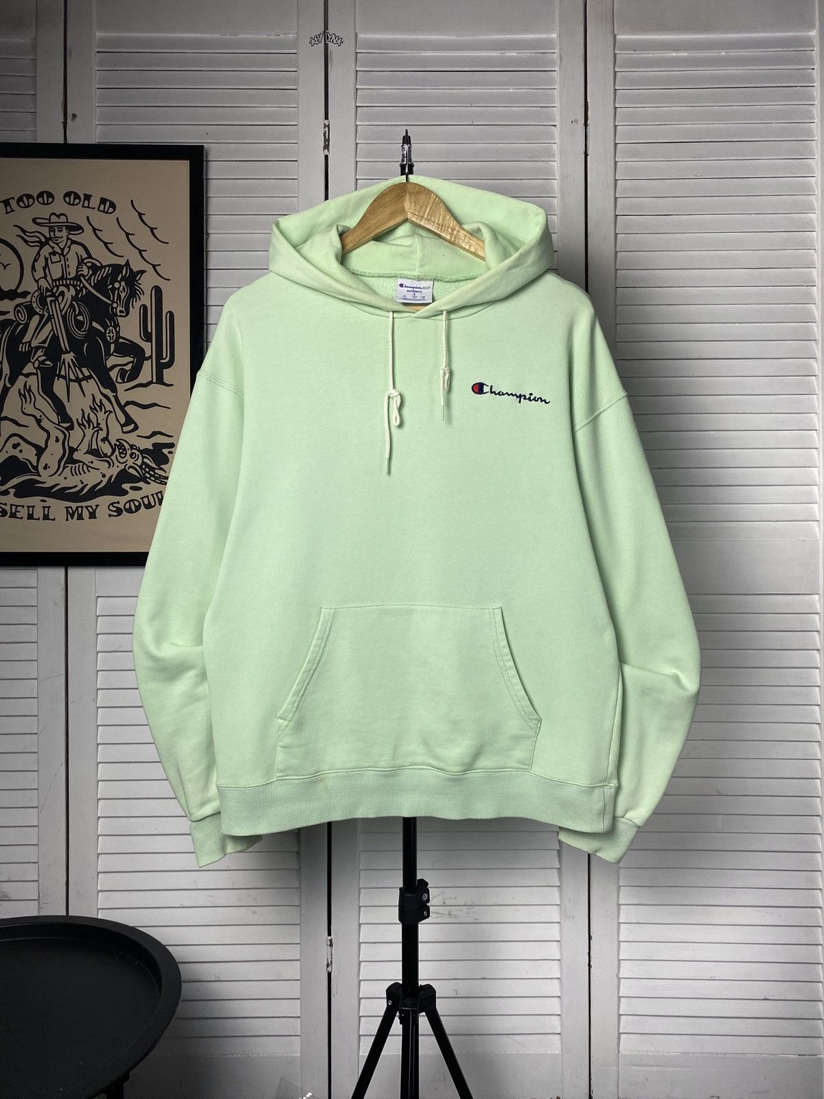 Champion × Vintage Vintage Champion ECO Oversized Boxy Hoodie Beautiful Mint Size US S / EU 44-46 / 1 - 1 Thumbnail