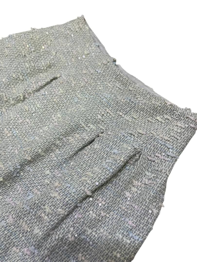 Chanel Chanal Baby Blue Sequin Tweed Skrit Size 30" / US 8 / IT 44 - 8 Thumbnail