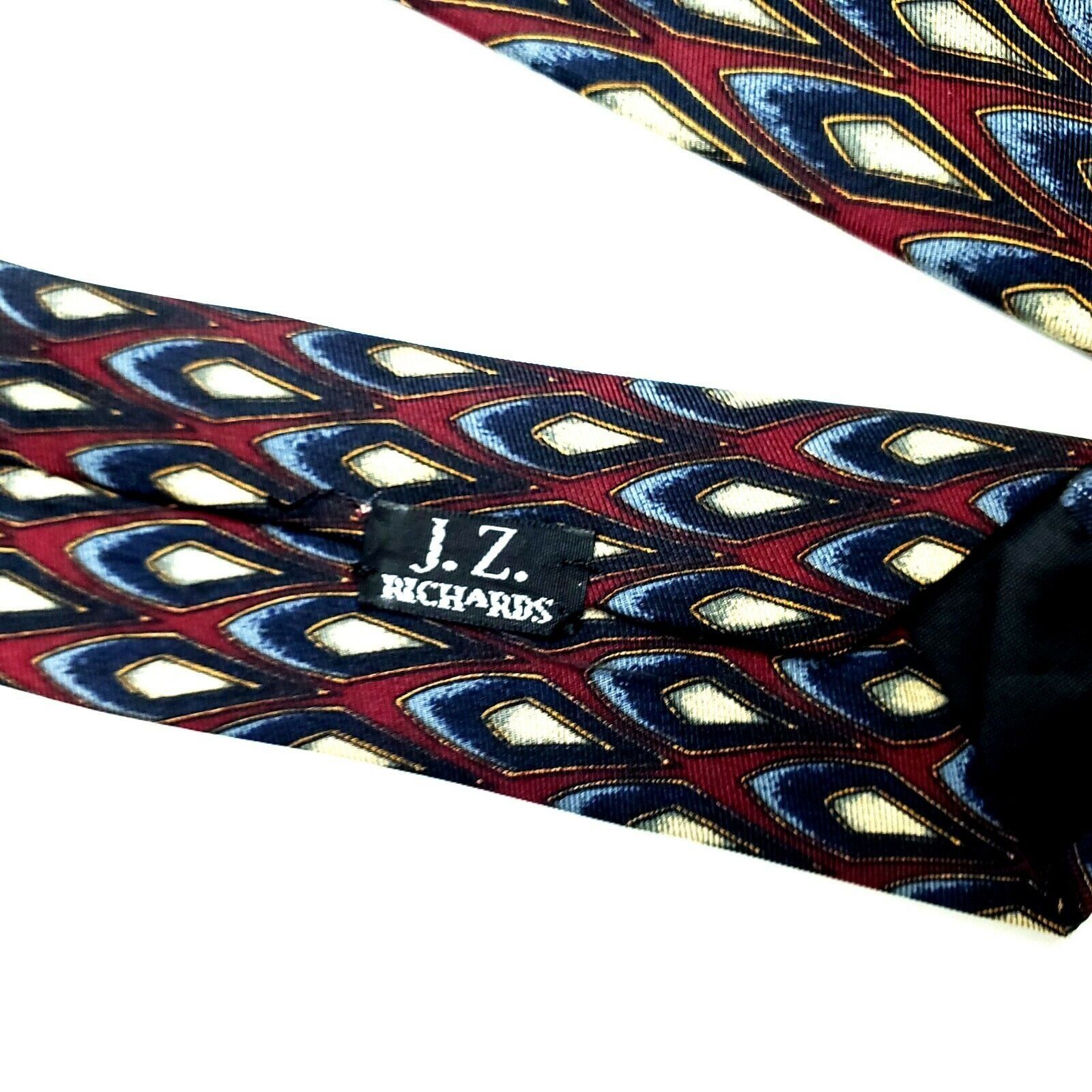Designer JZ Richards Parisian Silk Tie Dark Red Geometric Wide Size ONE SIZE - 5 Thumbnail