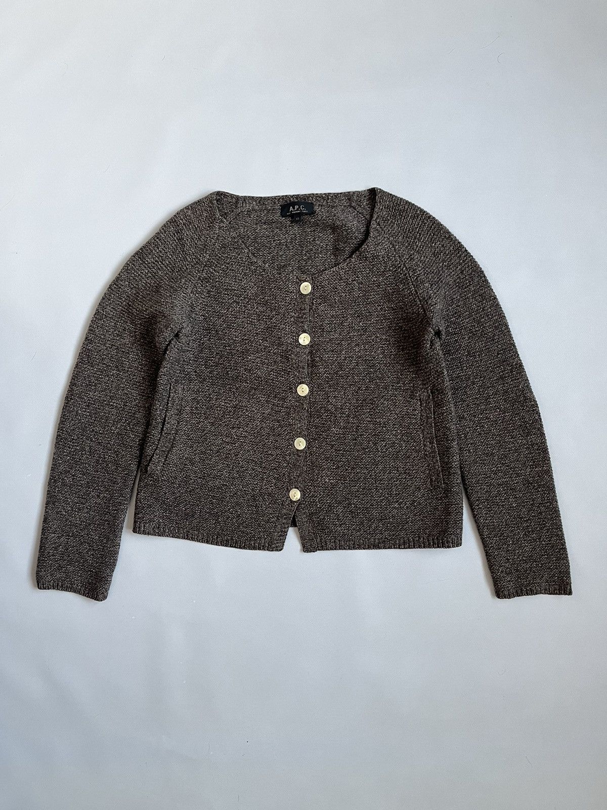 A.P.C. A.P.C. Rue Madame Paris Brown Cable Knit Wool Cardigan Size S / US 4 / IT 40 - 1 Thumbnail