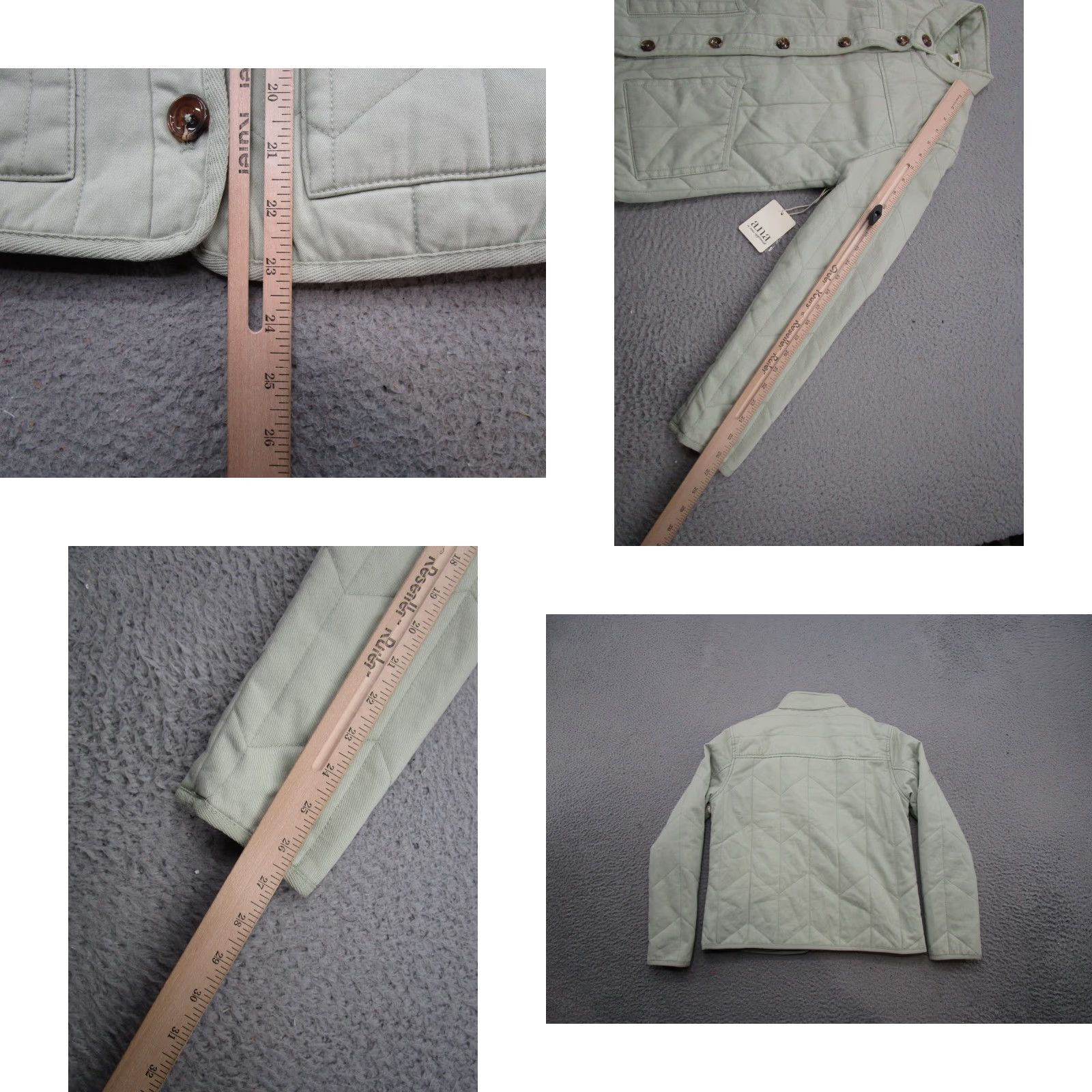 Vintage ANA Women's Desert Sage Green Button Up Quilted Cotton Jacket XS Regular Size XS Green Solid Pattern Lined Polyester Vintage: No Brand: a.n.a Size XS / US 0-2 / IT 36-38 - 8 Thumbnail