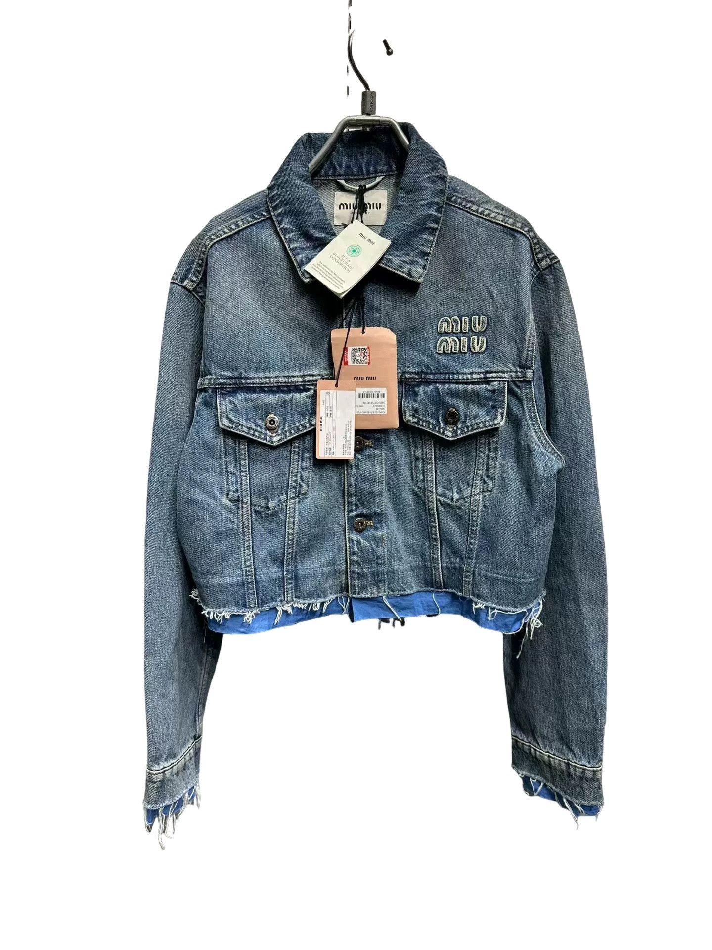 Miu Miu Miu Miu Embroidered Logo Denim Jacket IT 38 Size XS / US 0-2 / IT 36-38 - 1 Thumbnail