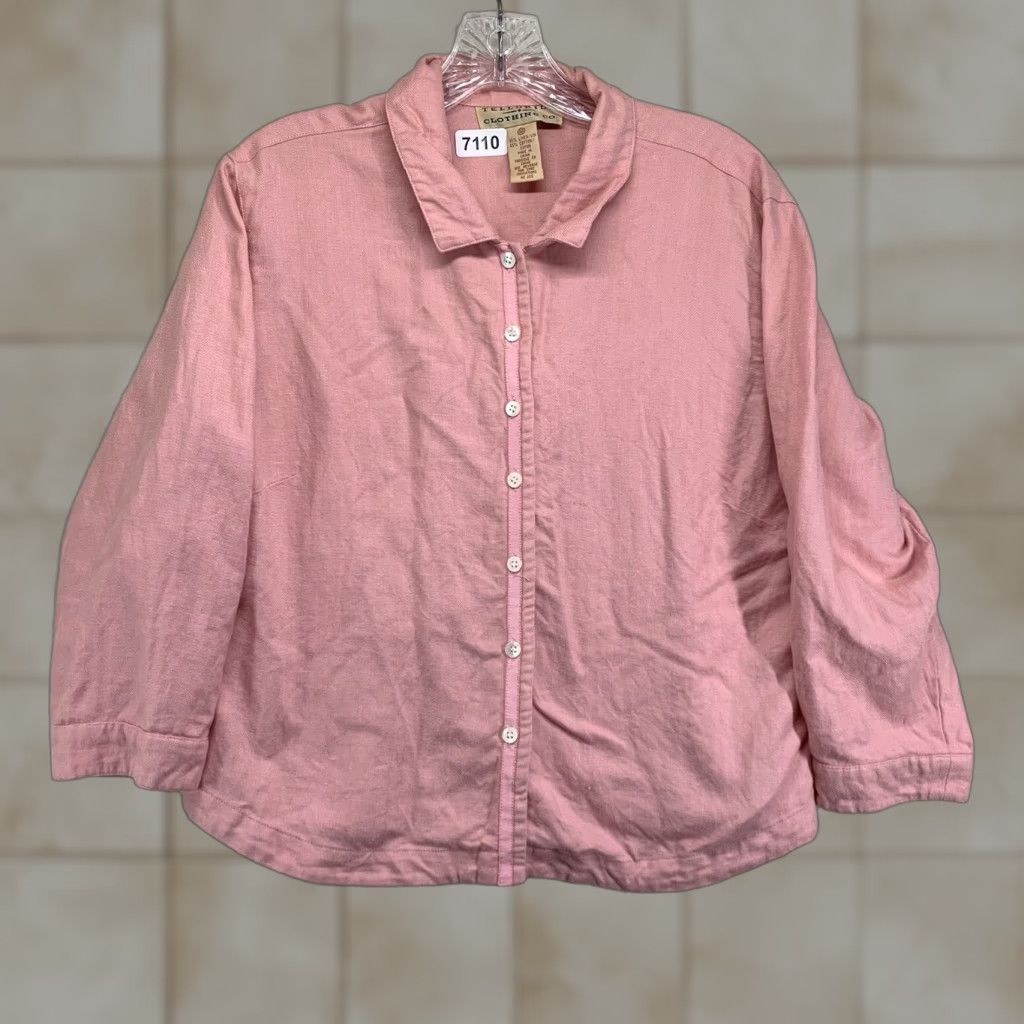 Vintage Vintage Tellurid Women's Linen Cotton Blend Button-Up Shirt Size 10 Pink Casual travel beach retro Size L / US 10 / IT 46 - 1 Thumbnail