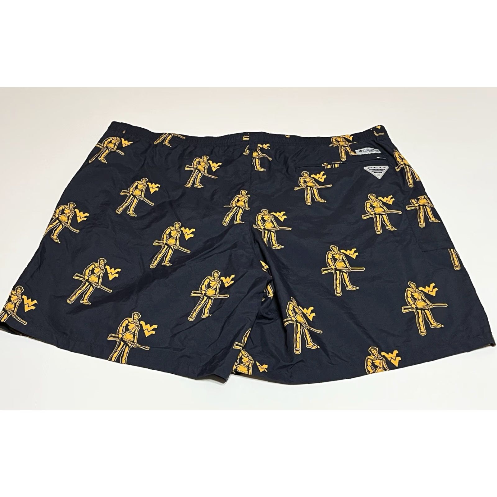 Vintage Columbia PFG Swim Trunks West Virginia Mountaineers Mens 3X Lined Short WVU Blue Beach Outdoor Trunks Mens Size US 39 - 2 Thumbnail