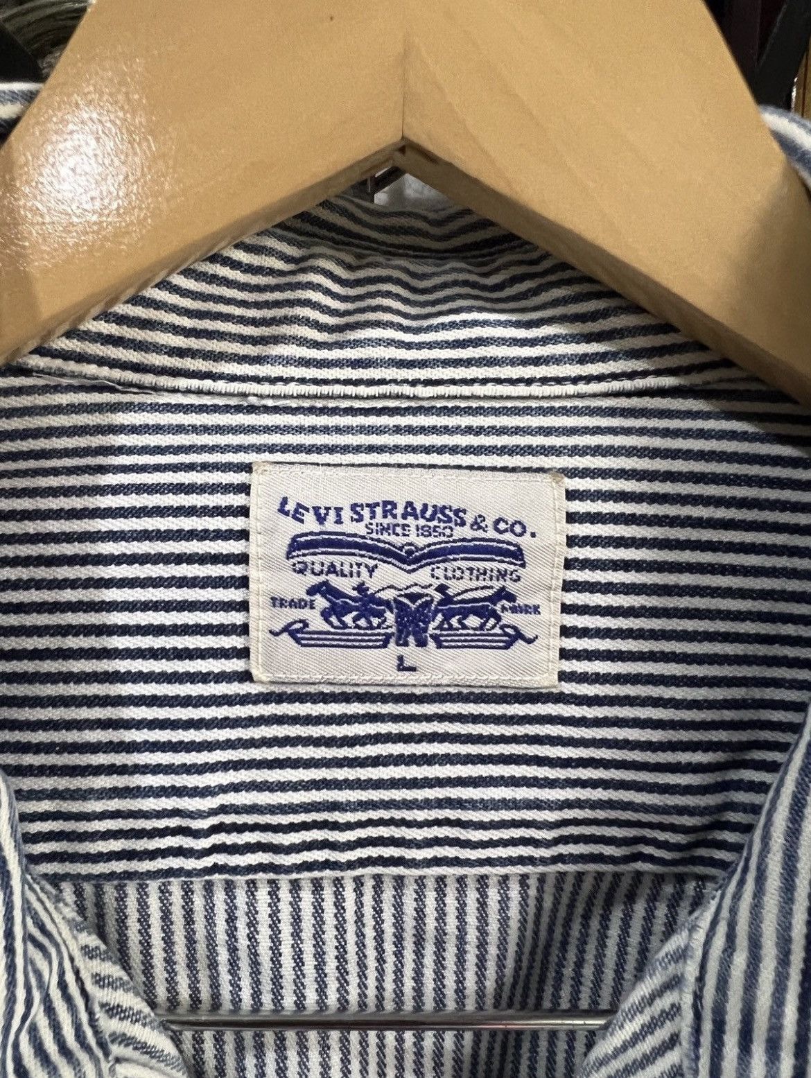 Levi's 🔥Vintage Levis Hickory Stripes Overshirt Size US M / EU 48-50 / 2 - 10 Thumbnail