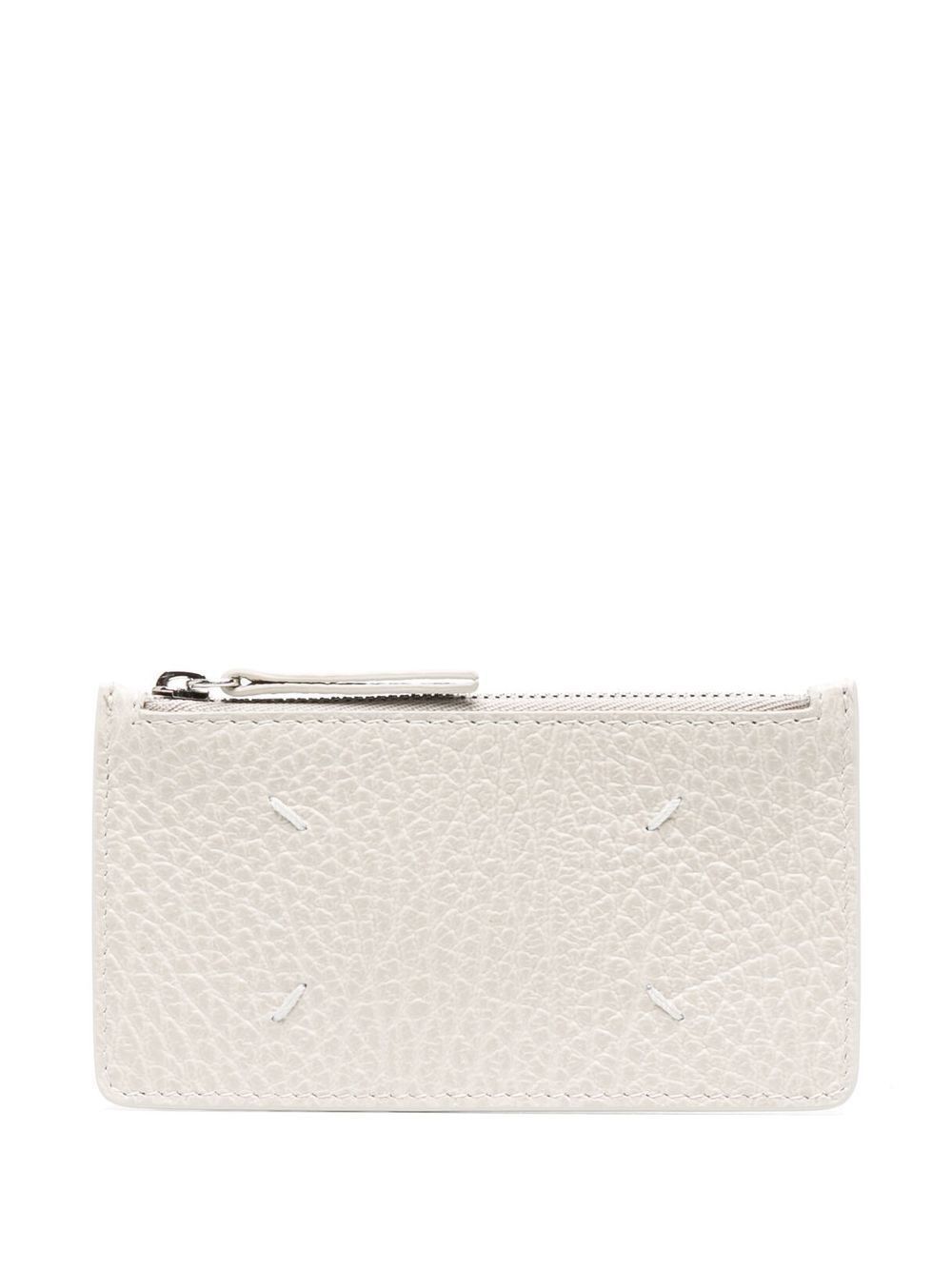 Maison Margiela o1s22i1n1124 Size: OS / Leather Zipped Cardholder in Beige Size ONE SIZE - 1 Thumbnail