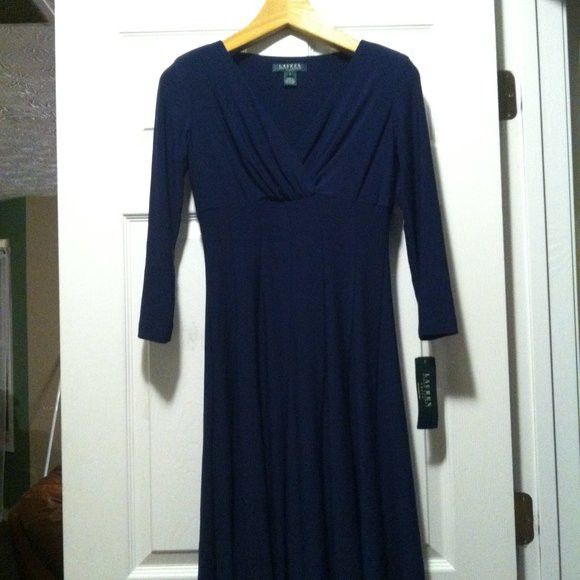 Ralph Lauren RALPH LAUREN WOMEN'S NEW BLUE 95%POLYESTER DRESS SIZE: 2 Size XS / US 0-2 / IT 36-38 - 1 Thumbnail
