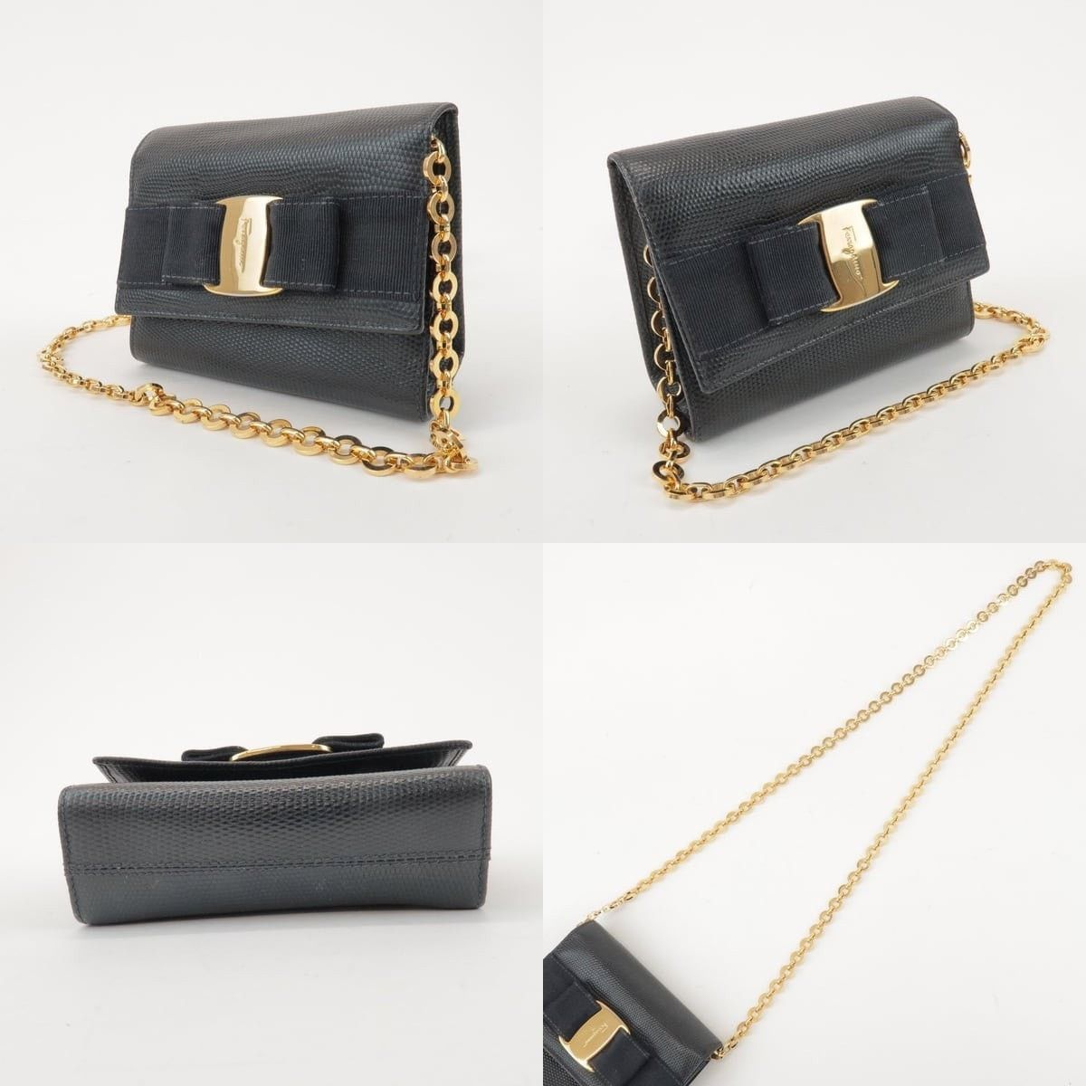 Salvatore Ferragamo Ferragamo Vara Calfskin Shoulder Bag Navy Size ONE SIZE - 3 Thumbnail