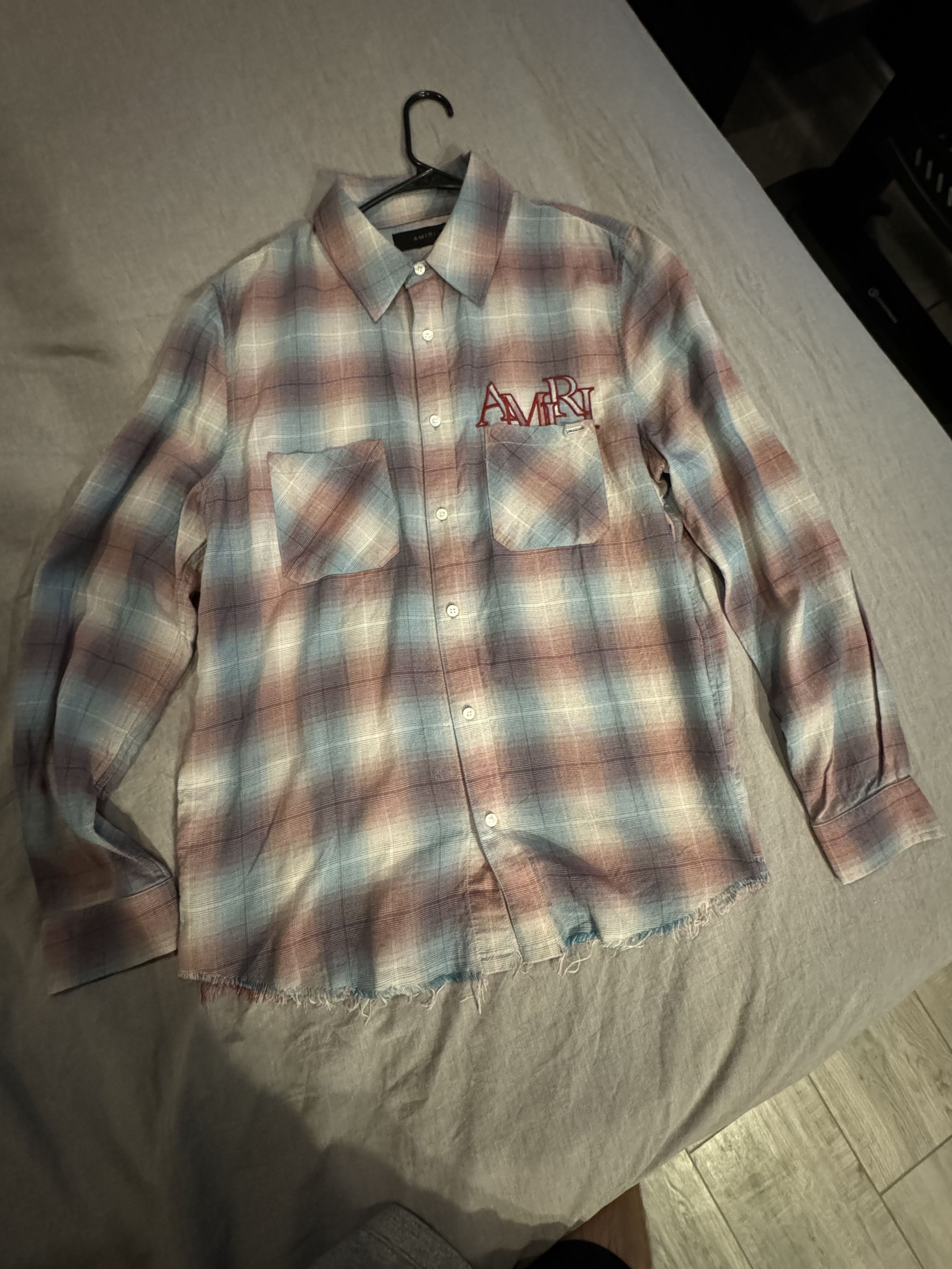 image of Amiri Red/blue On White W/ Stitched Logo Back And Front in White/Blue/Red, Men's (Size Large)
