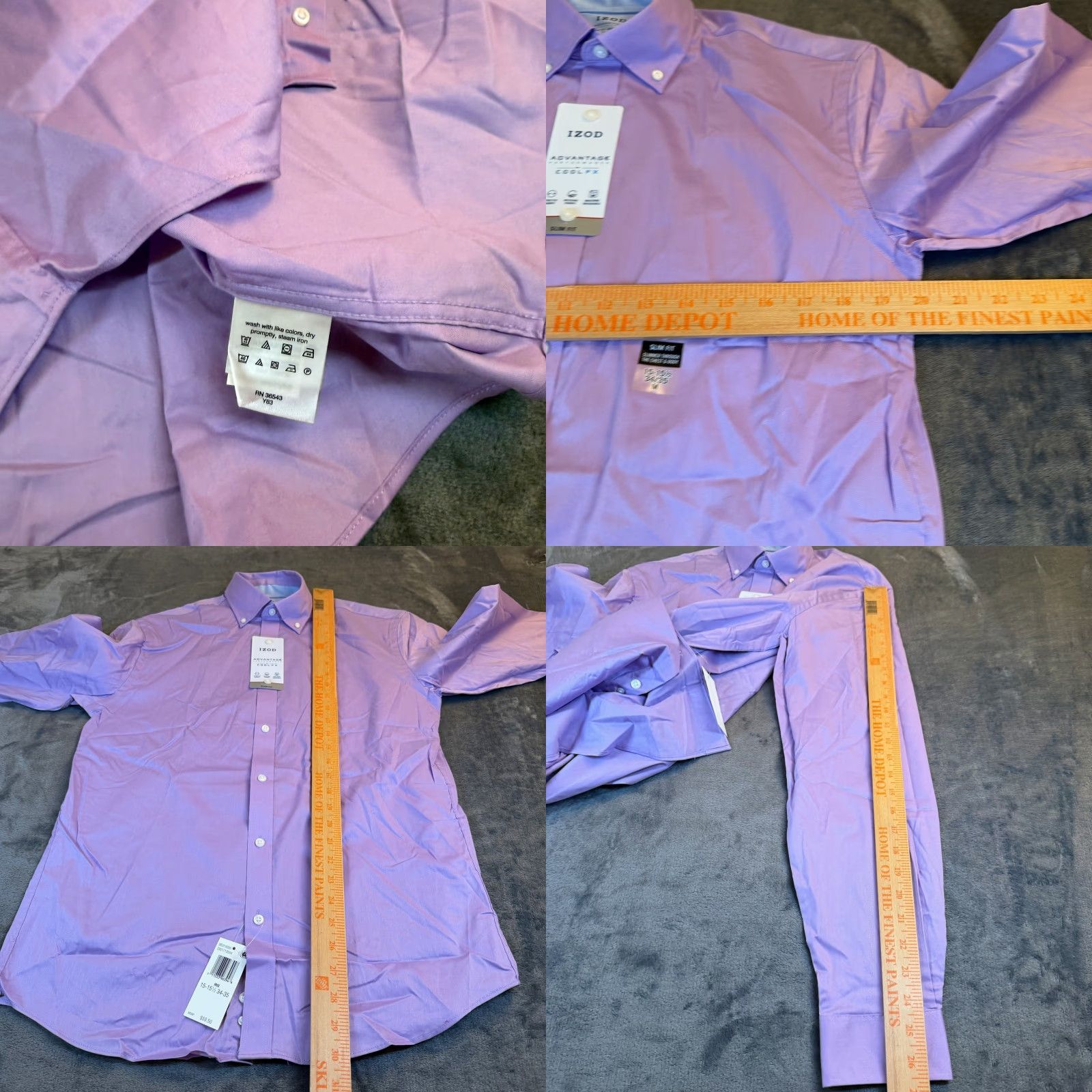 Izod VINTAGE IZOD dress shirt? (No, not vintage) IZOD Slim Fit Button-Down Dress Shirt Purple Advantage Cool FX Mens Medium NWT Size 40R - 8 Thumbnail