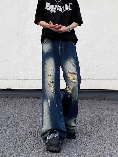 VIBE Vintage wash gradient ripped baggy jeans Size US 30 / EU 46 - 5 Thumbnail